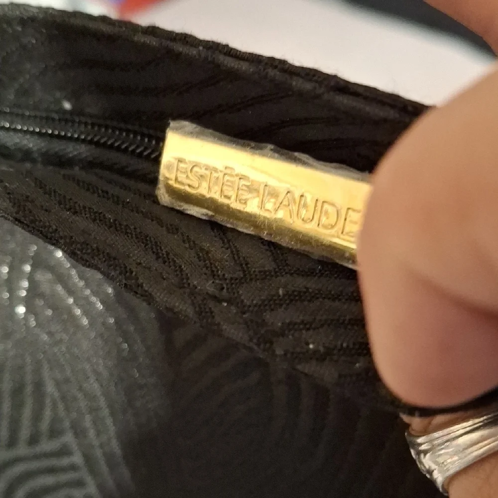 Estee Lauder Black Textured Clutch Cosmetics Makeup Pouch NWOT